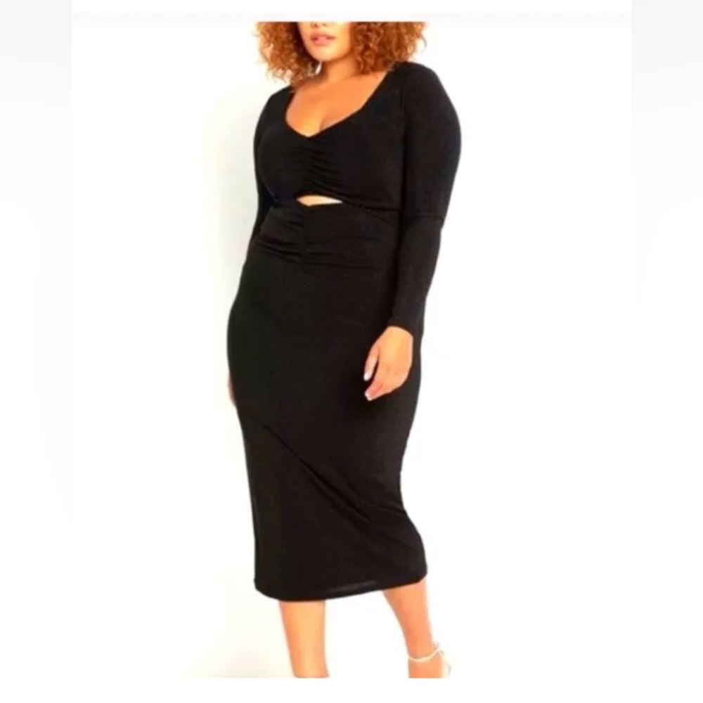 Black Eloquii Sparkly Maxi dress with cutout Size 14